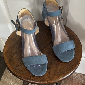 New Blue Suede Ankle-Strap Sandals - Women